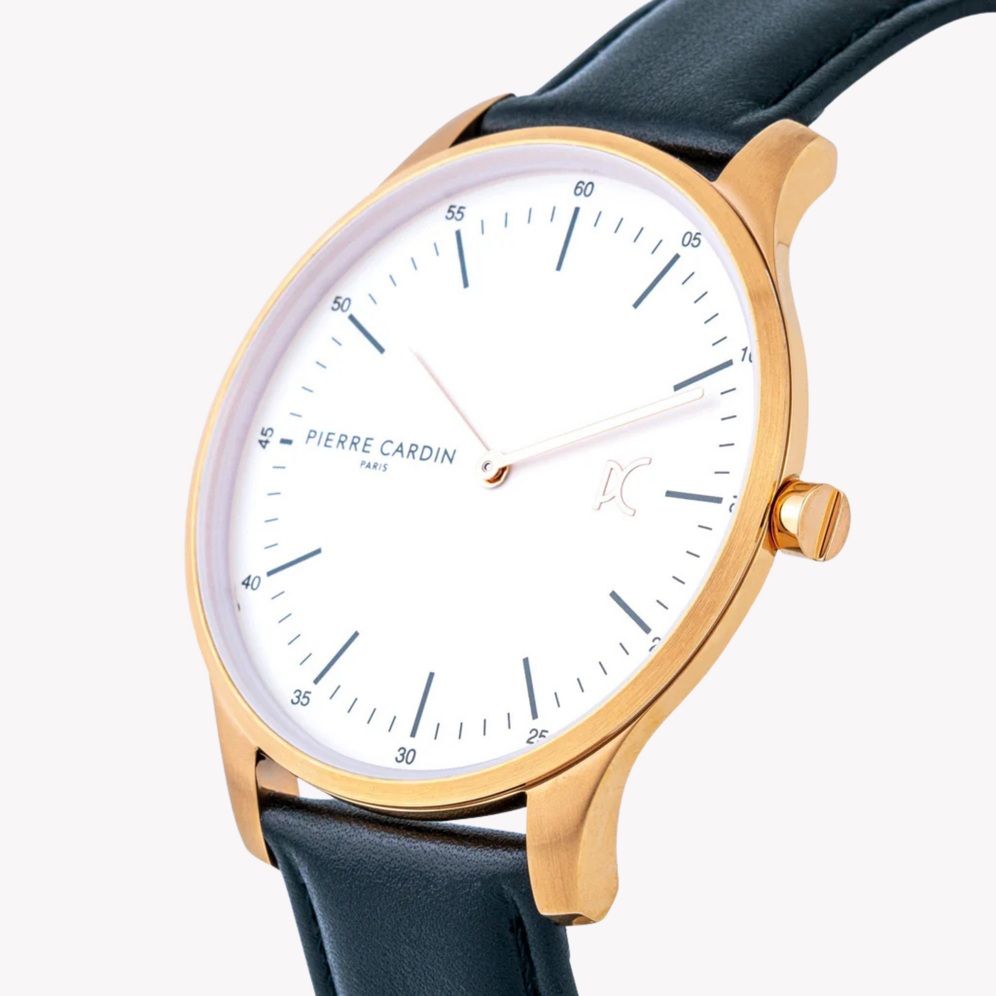 Pierre Cardin Men's Stainless Steel Rose Gold Watch, Black Leather | CBA.4006-1