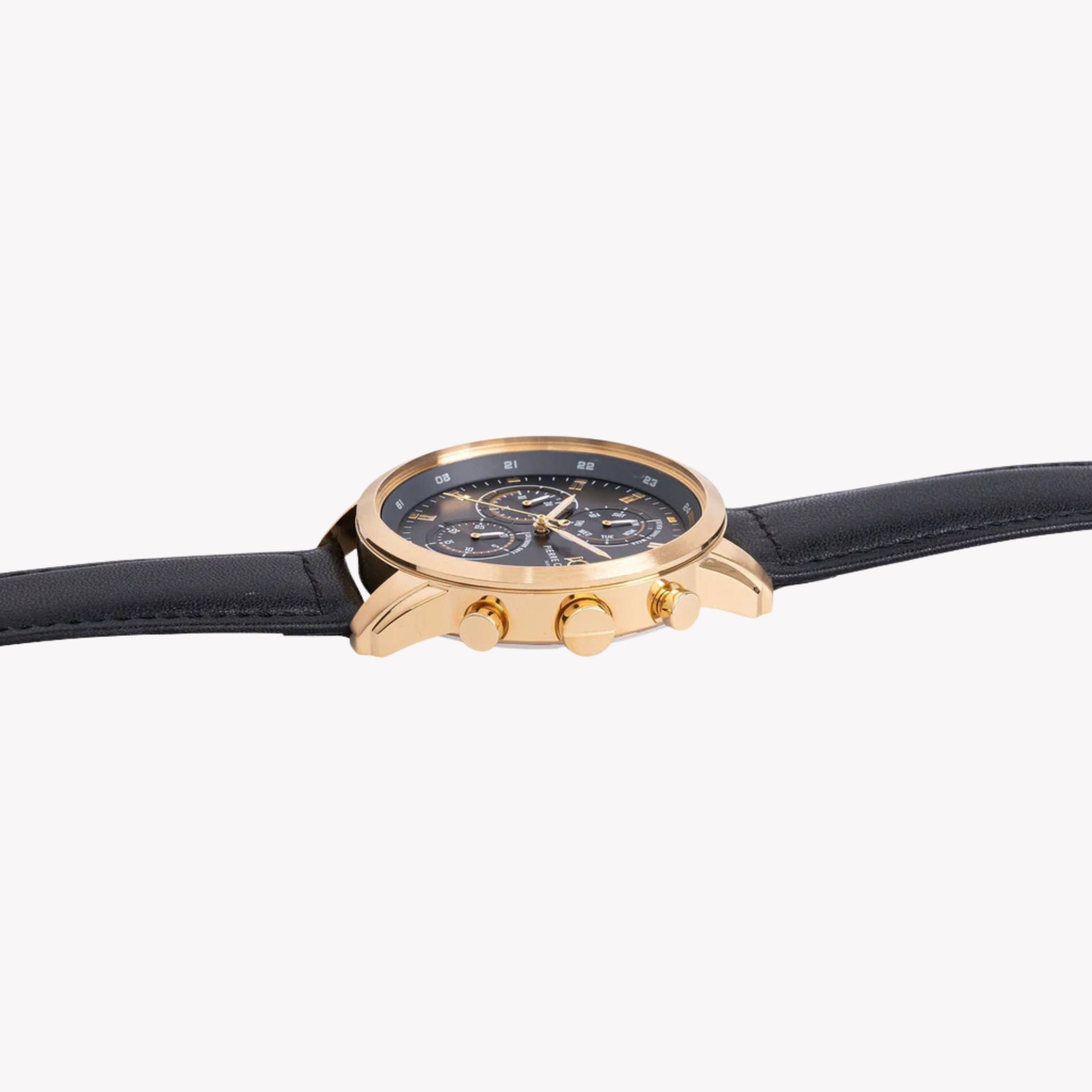 Pierre Cardin Men's Gold Watch, Black Dial, Leather Band | CCP.5002-1