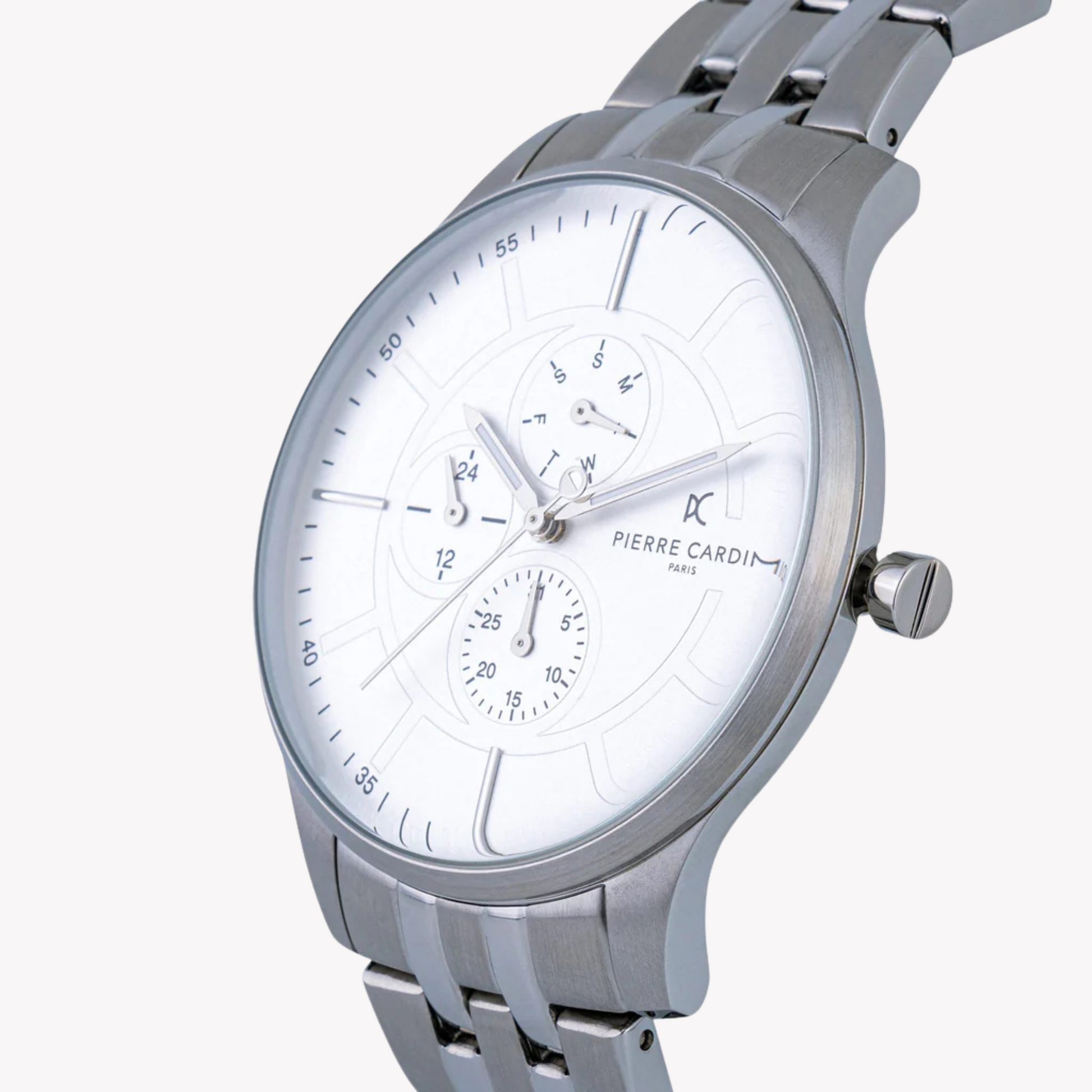 Pierre Cardin Men's Silver Stainless Steel Watch, White Dial | PC902731F104-1