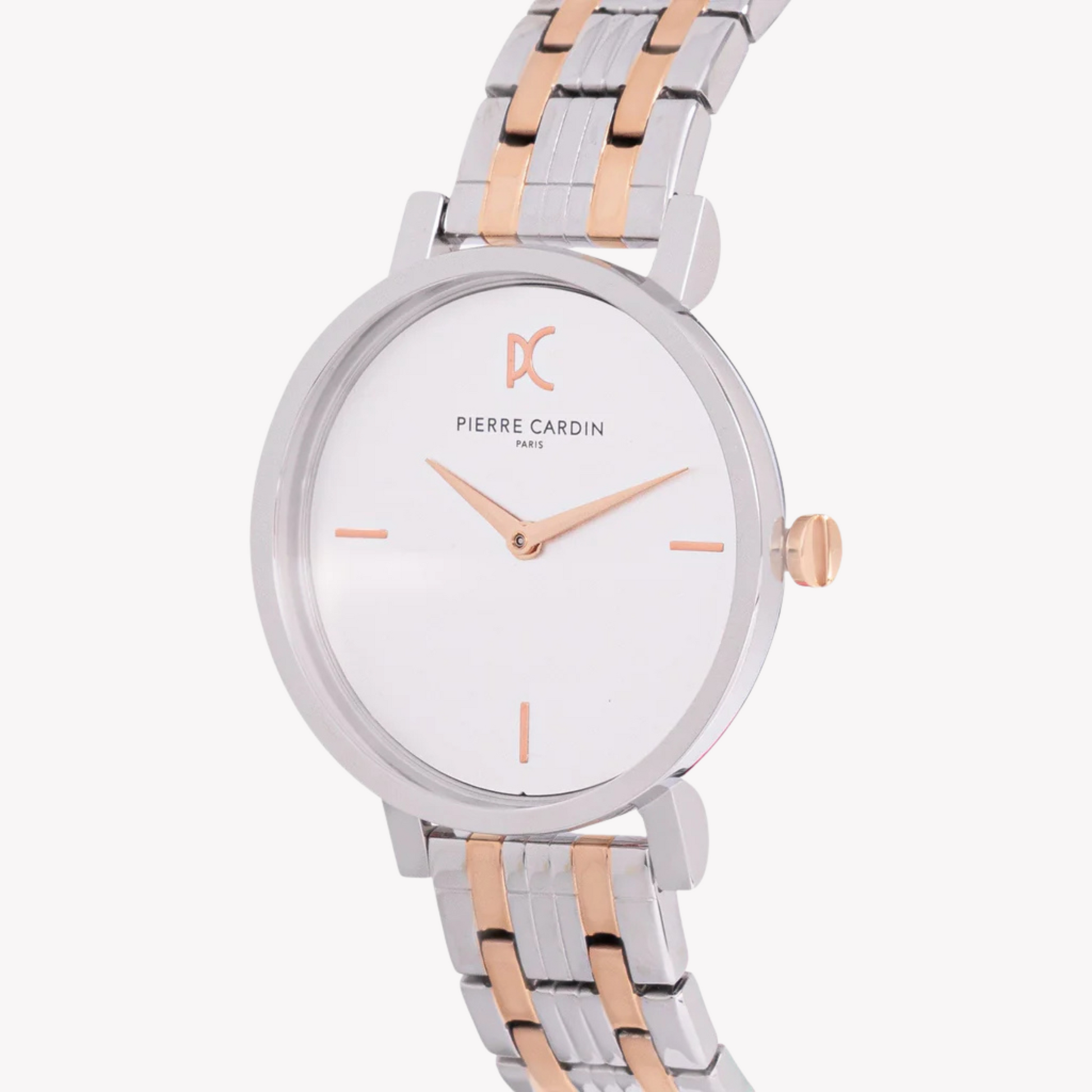 Pierre Cardin Women's Two Tone Silver & Rose Gold Watch, White Dial | CCM.0530-1