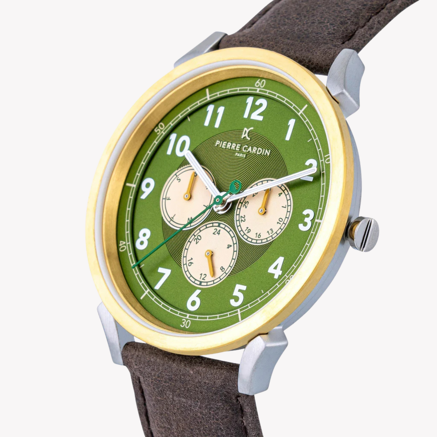 Pierre Cardin Men's Brown Leather Watch, Green Dial | CPI.2071-1