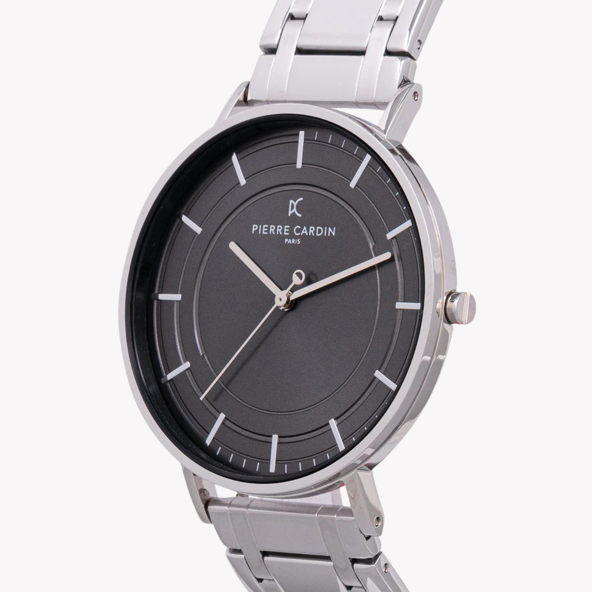 Pierre Cardin Men's Silver Metal Watch, Black Dial | CBN.3033-1