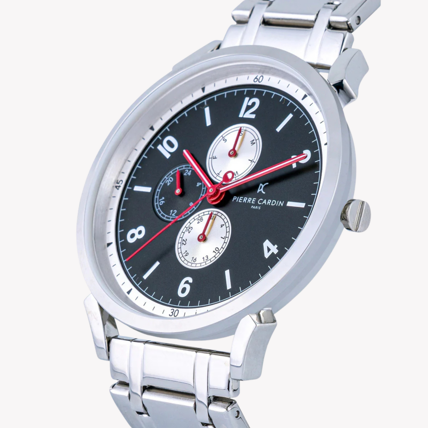 Pierre Cardin Men's Silver Stainless Steel Watch, Black Dial | CPI.2083-1