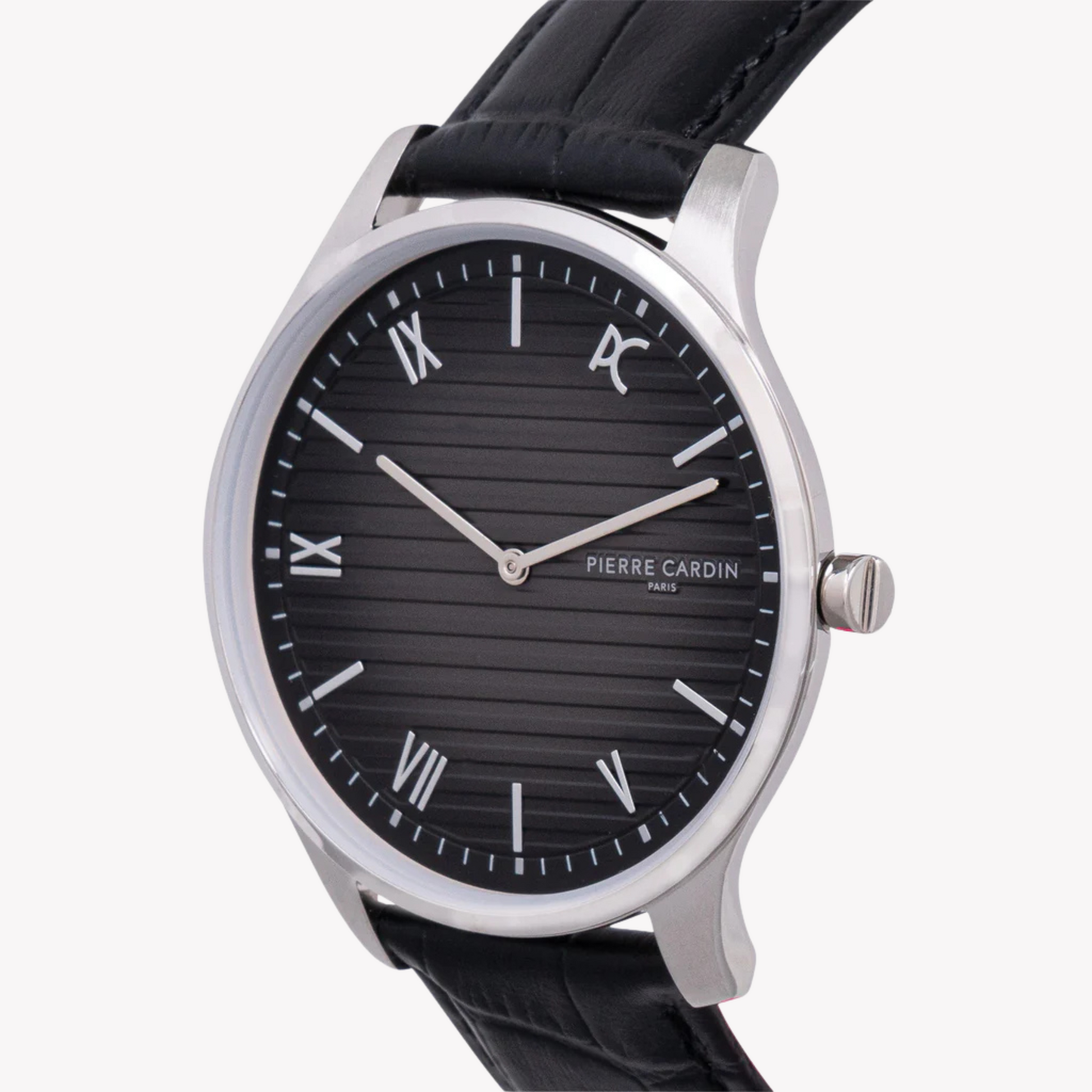 Pierre Cardin Men's Silver Watch, Black Dial | CBA.4025-1
