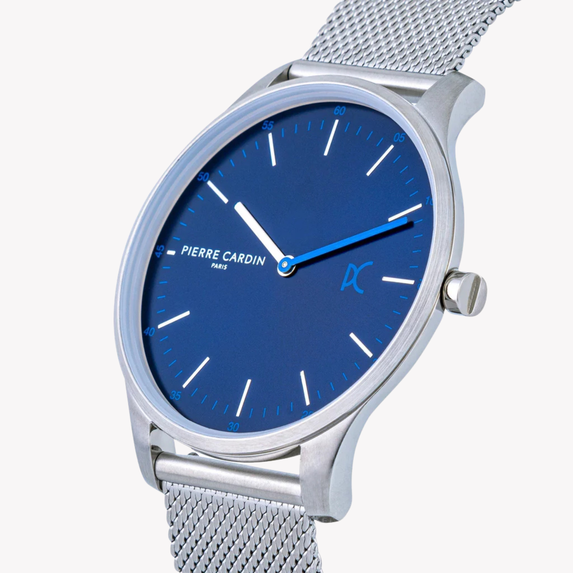 Pierre Cardin Men's Silver Stainless Steel Watch, Blue Dial | CBA.4004-1
