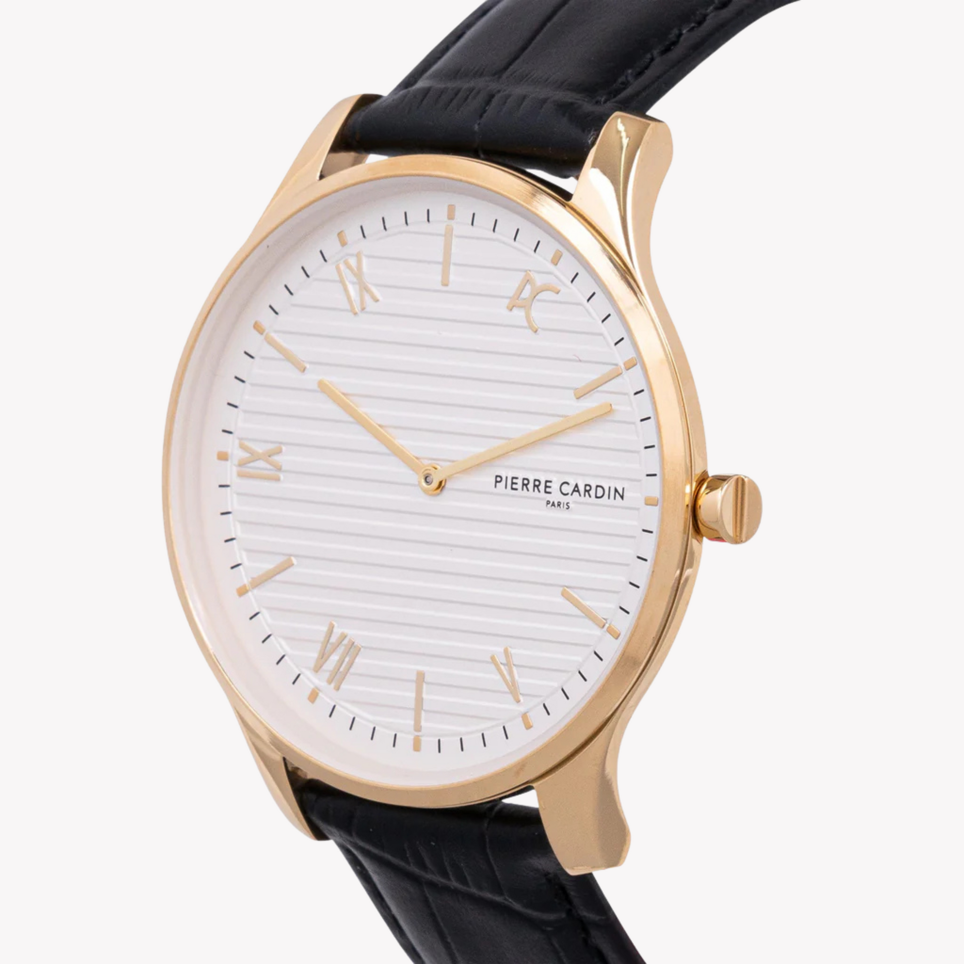 Pierre Cardin Men's Gold Watch, Black Leather Band | CBA.4018-1