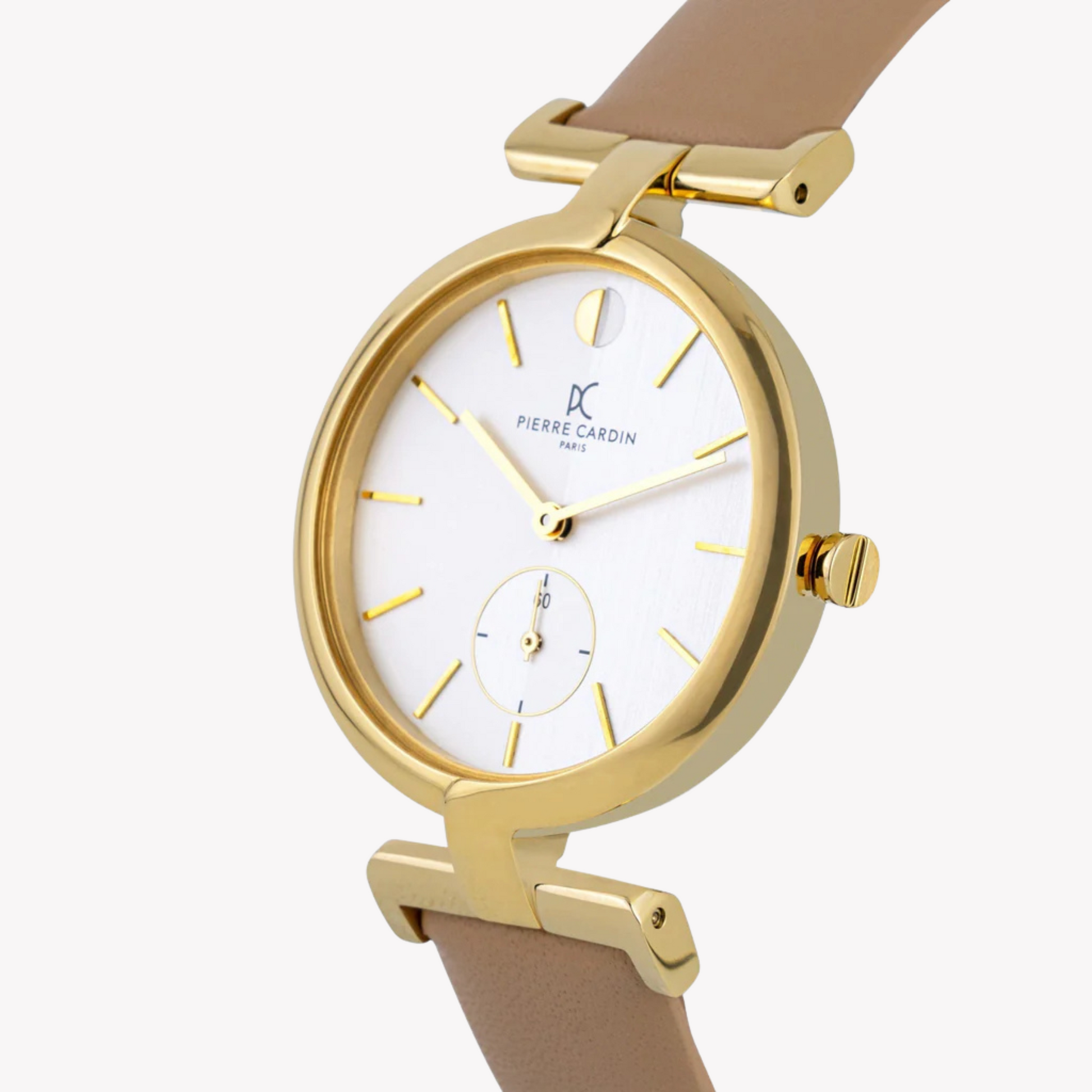 Pierre Cardin Women's Beige Leather Watch, Silver Dial | CMD.3517-1
