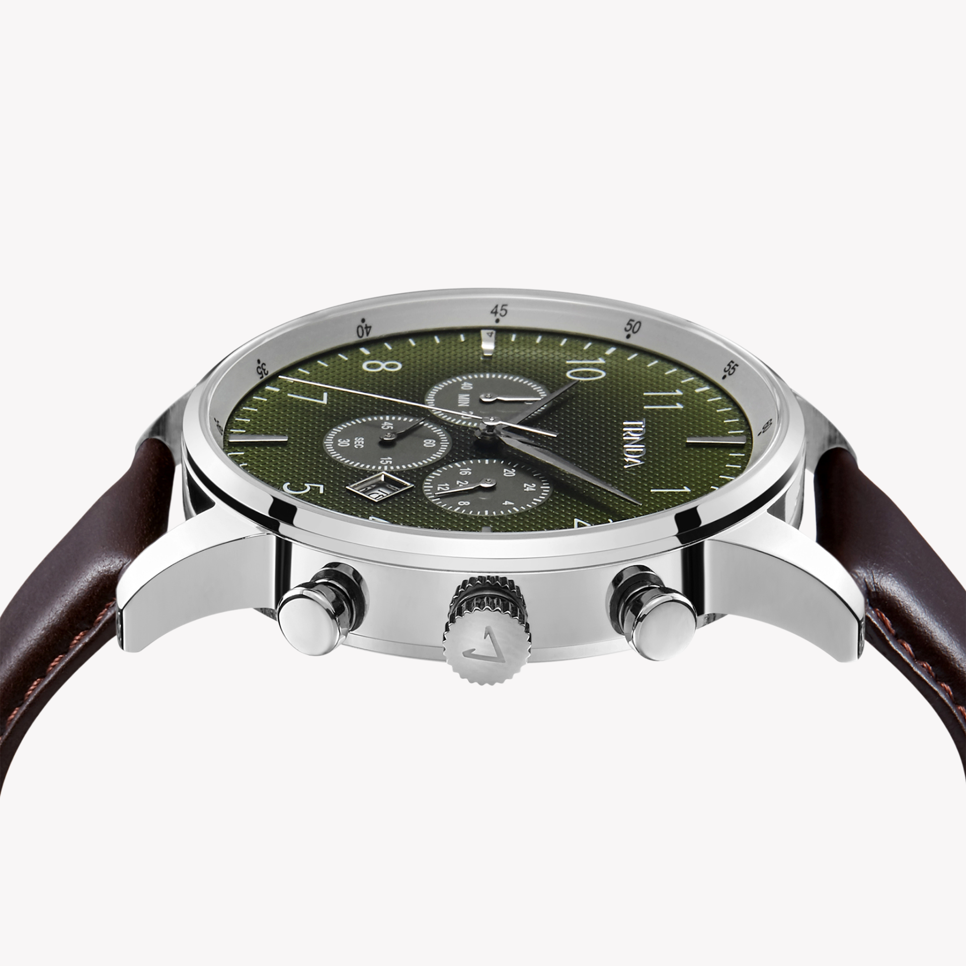 TRNDA Men's Stainless Steel Watch, Seaweed Green Dial | TRN-43MM-2