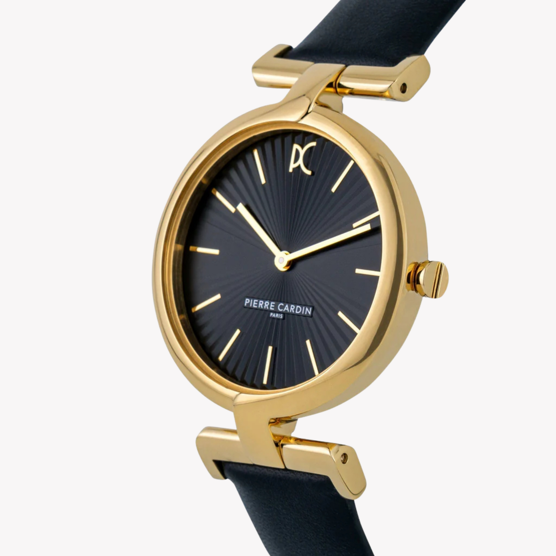 Pierre Cardin Women's Black Leather Watch, Gold Case | CMD.3504-1