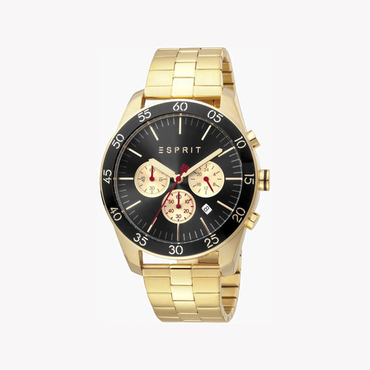 Esprit Men's Gold Stainless Steel Watch, Black Dial | ES1G113M0015-0