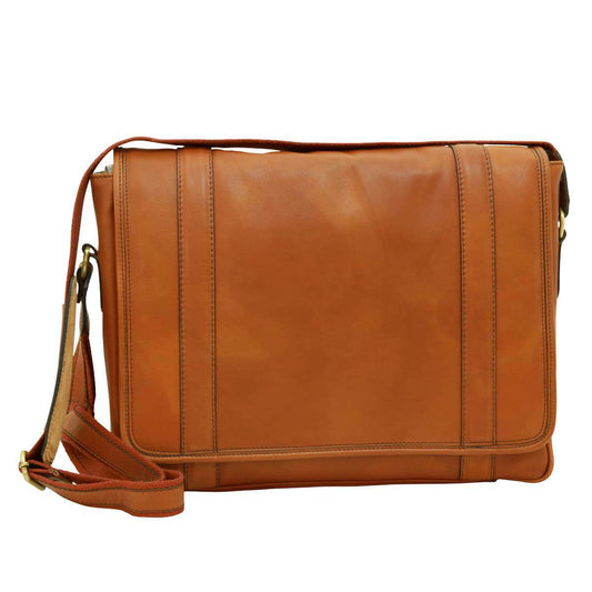 Soft Calfskin Leather Messenger Bag - Gold-0