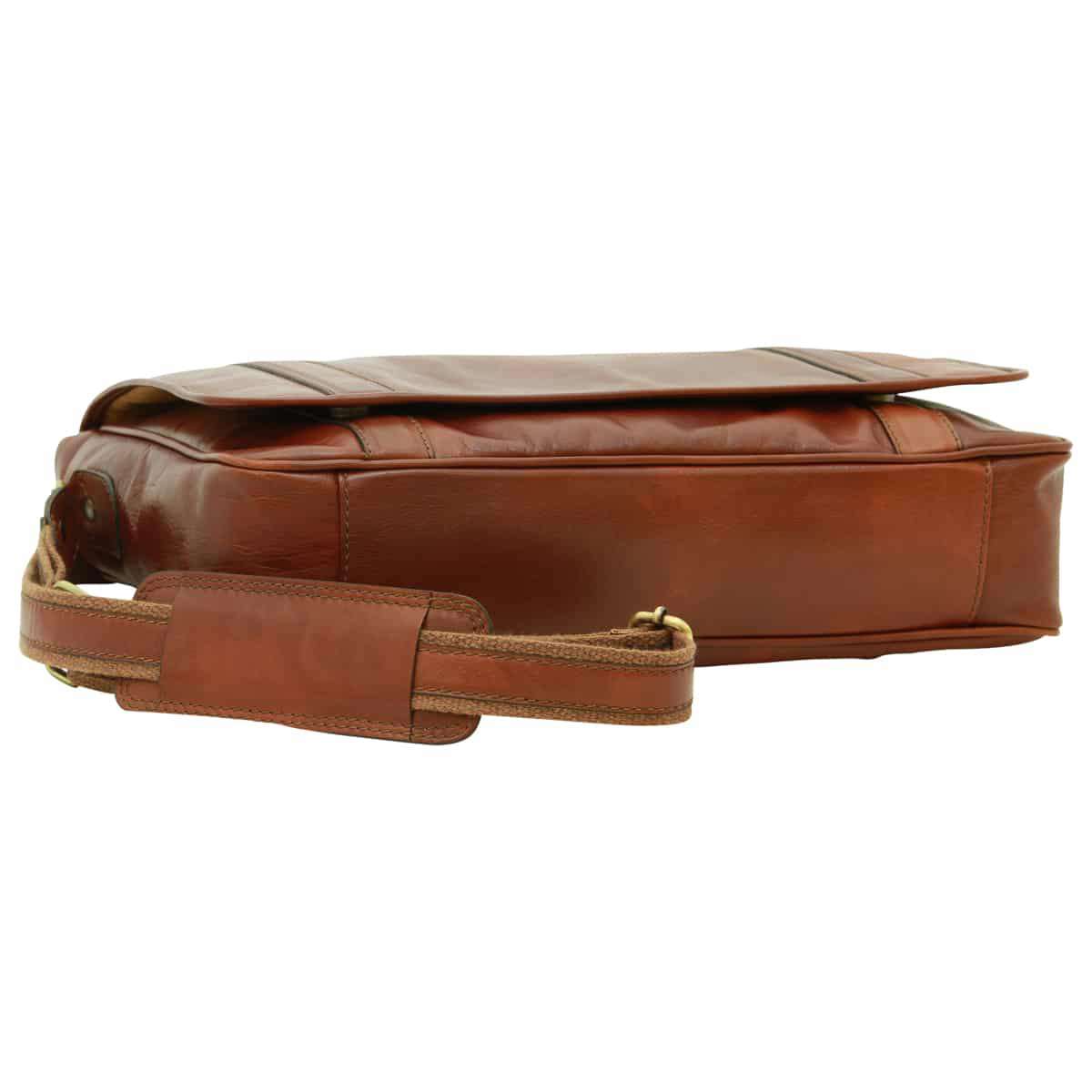 Soft Calfskin Leather Messenger Bag - Mahogany Brown-1