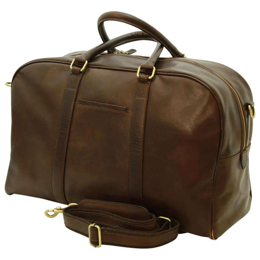 Soft Calfskin Leather Travel Bag - Dark Brown-0