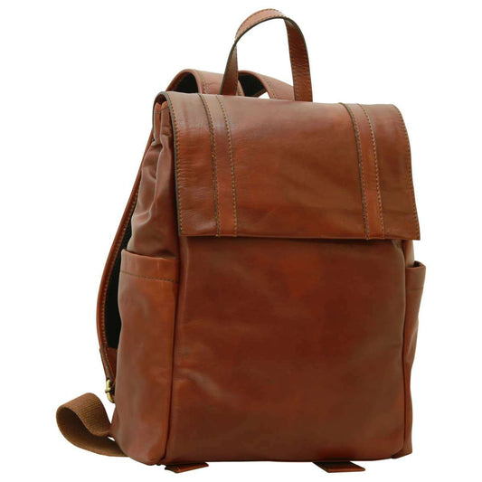 Leather laptop backpack - Mahogany Brown-0