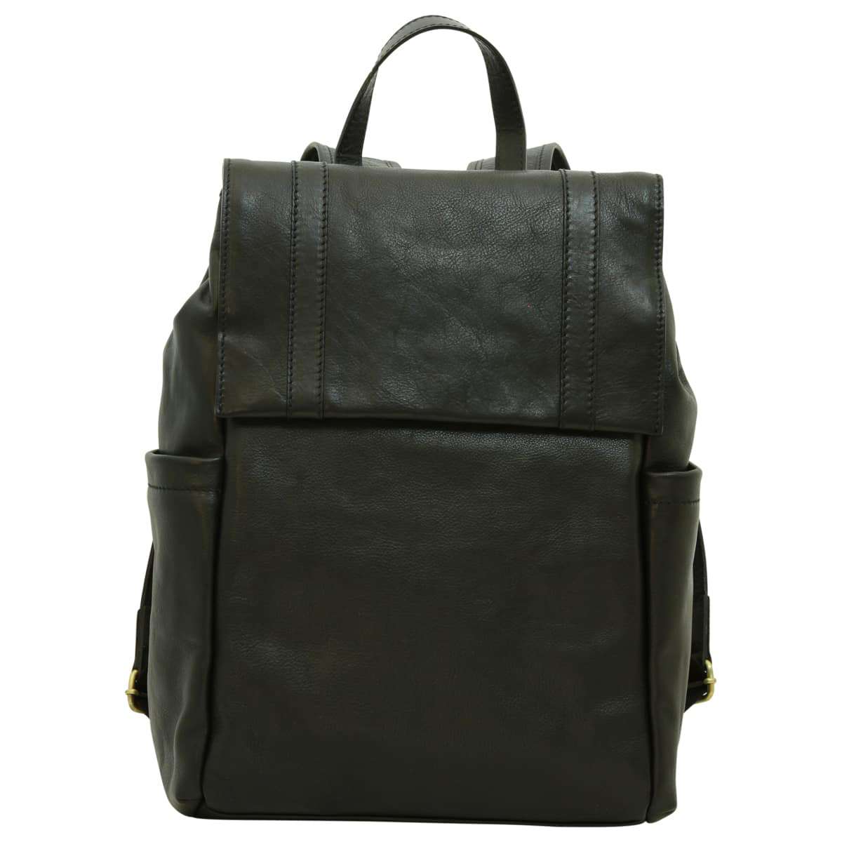 Leather laptop backpack - Black-0