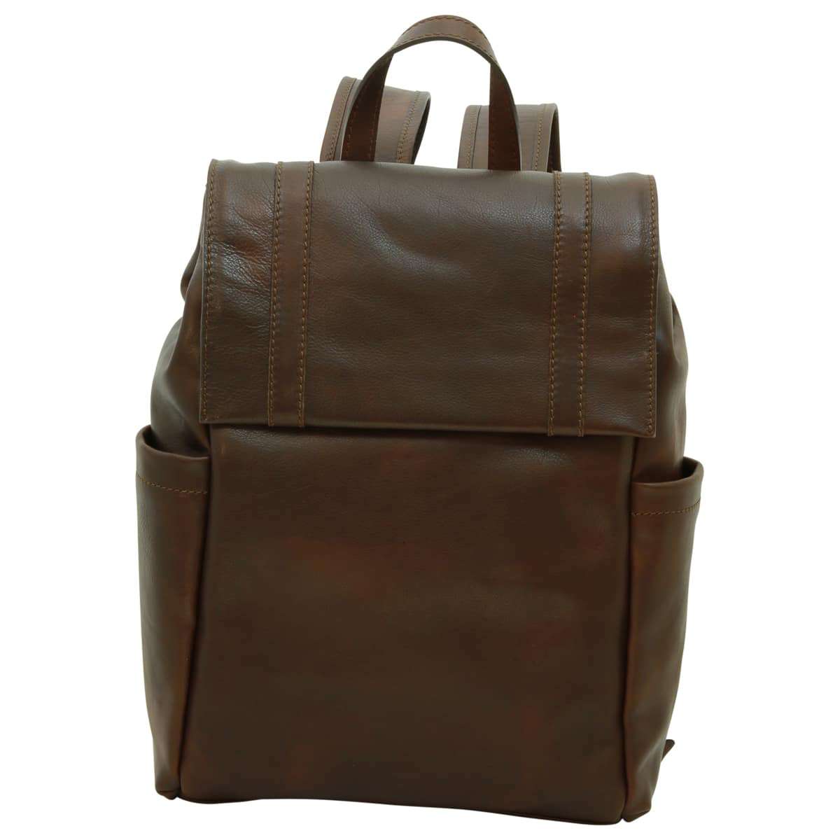 Leather laptop backpack - Dark Brown-0