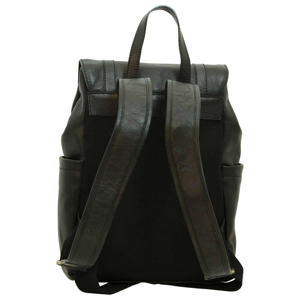 Leather laptop backpack - Black-1