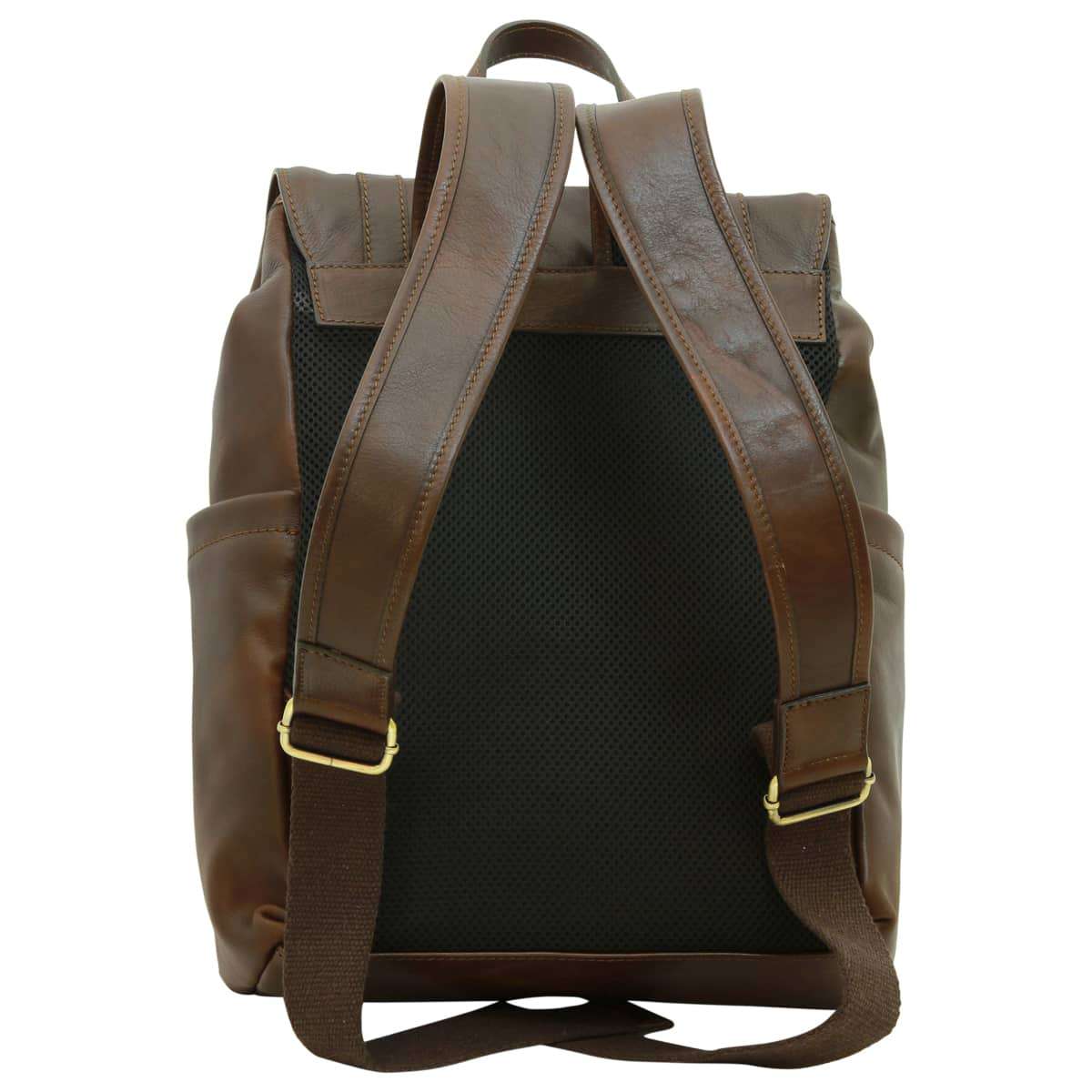 Leather laptop backpack - Dark Brown-1
