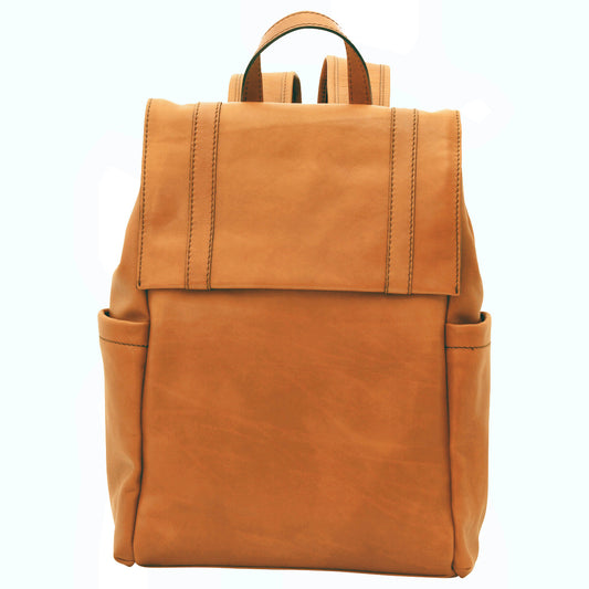 Leather laptop backpack - Gold-0