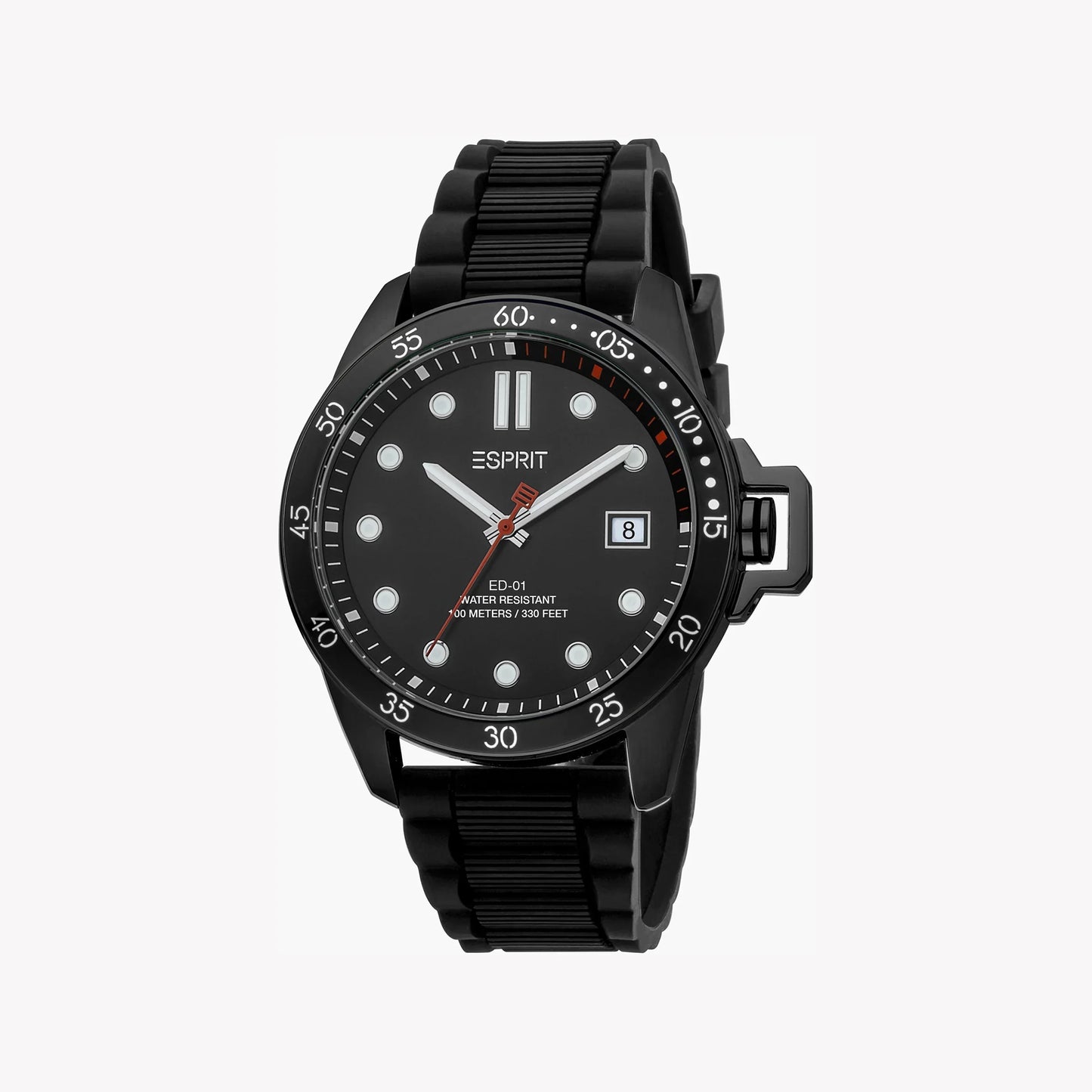 Esprit Men's Black Rubber Watch, Black Dial | ES1G061M0035-0