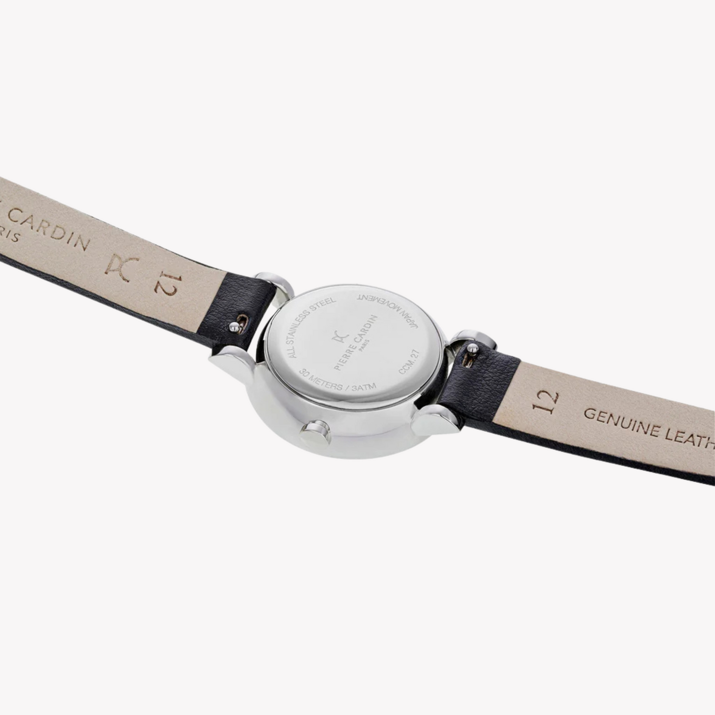 Pierre Cardin Women's Black Leather Watch, Silver Dial | CCM.0504-2