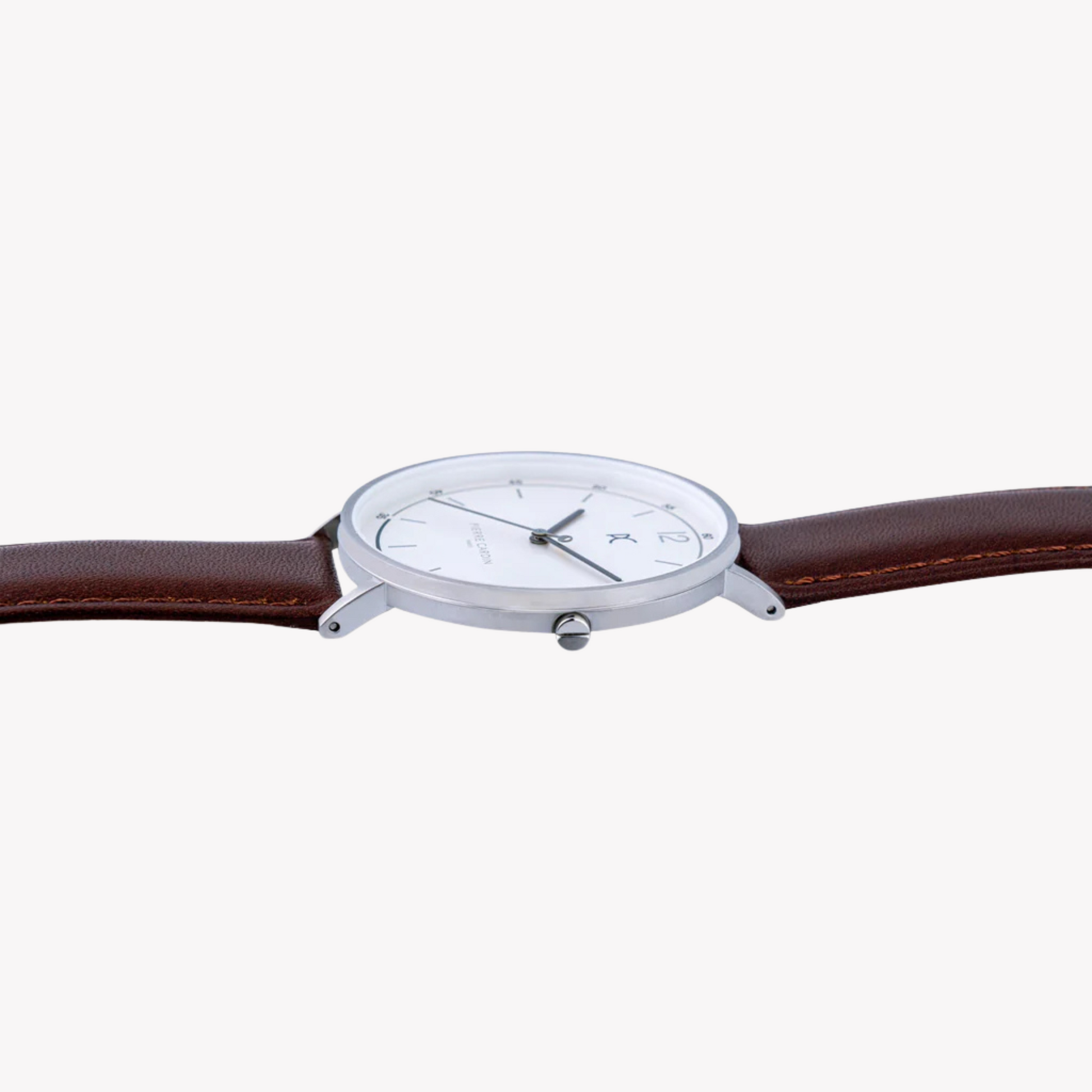 Pierre Cardin Men's Silver Stainless Steel, Brown Leather | CBN.3001-2