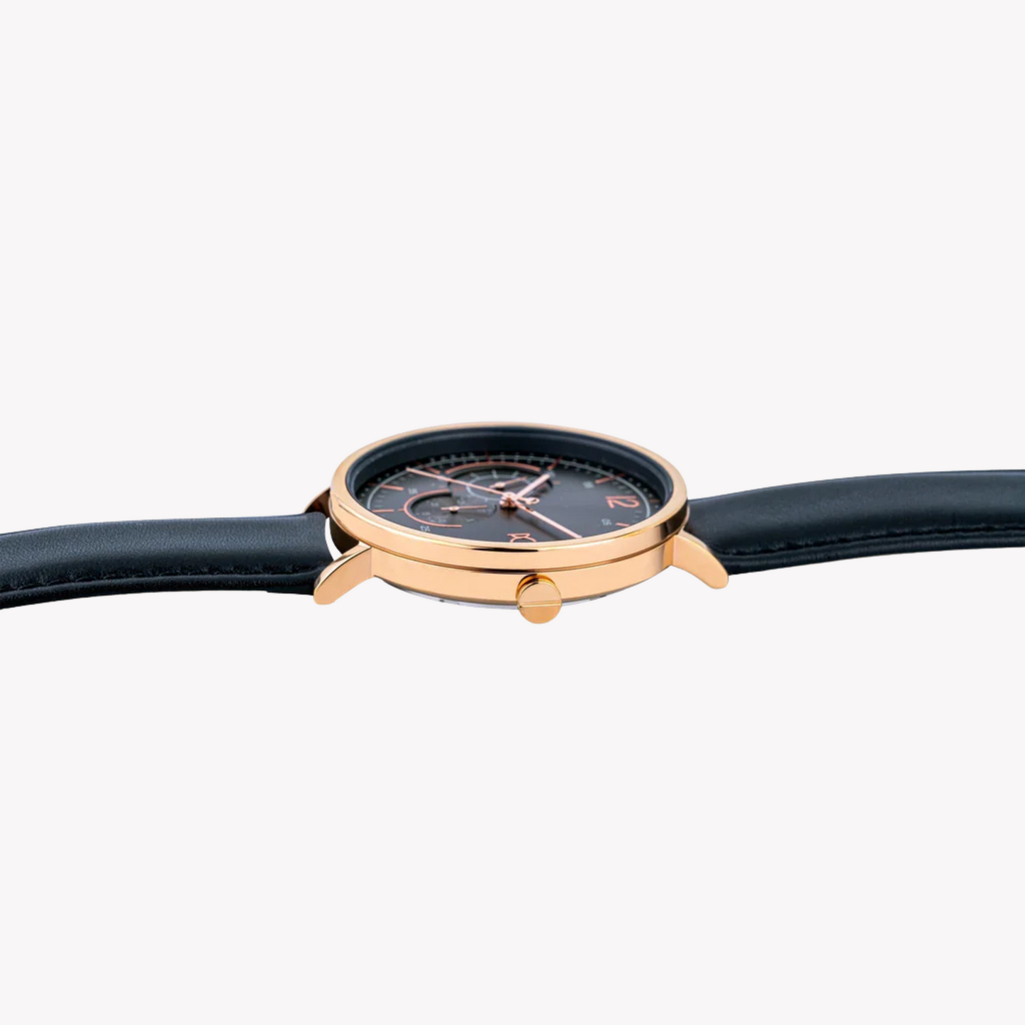 Pierre Cardin Men's Black Leather Watch, Rose Gold Case | CBN.3023-2