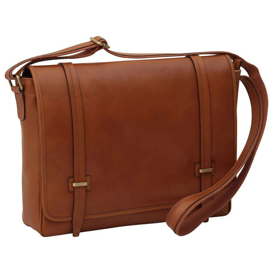Large leather bag with magnetic closure - Brown Colonial-0