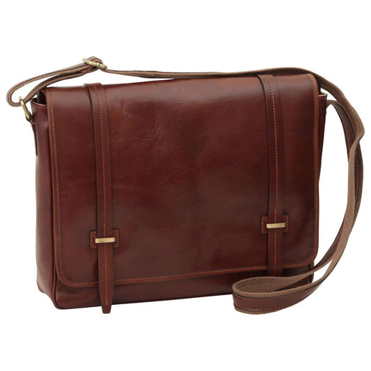 Large leather bag with magnetic closure - Brown-0
