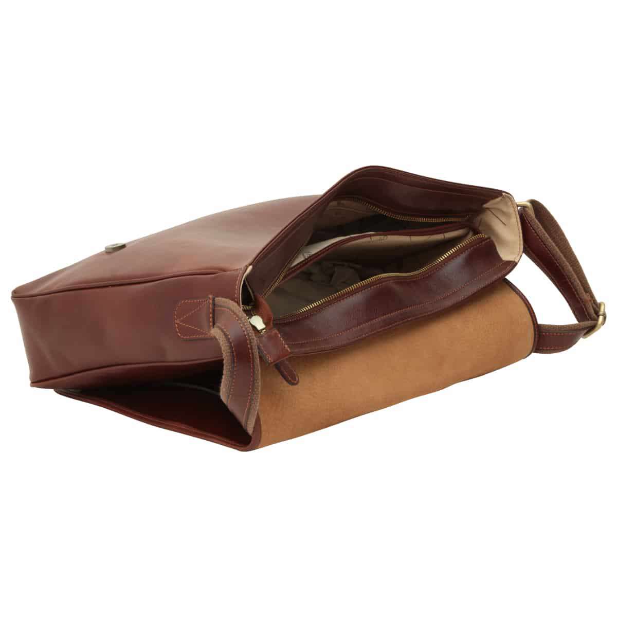 Large leather bag with magnetic closure - Brown-1