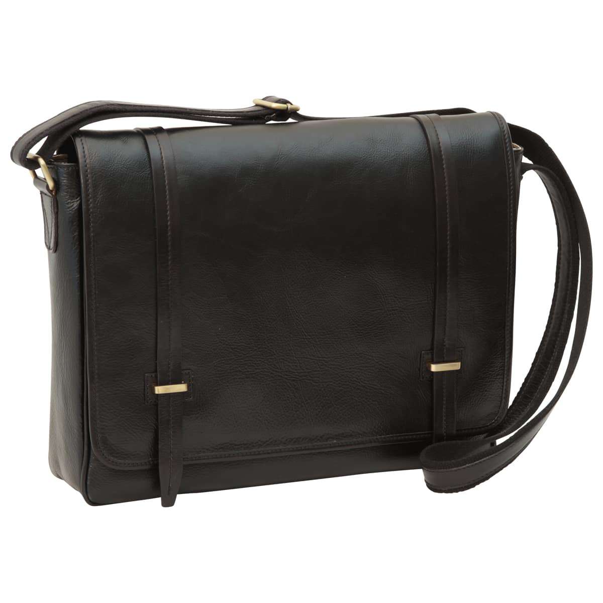 Large leather bag with magnetic closure - Black-0
