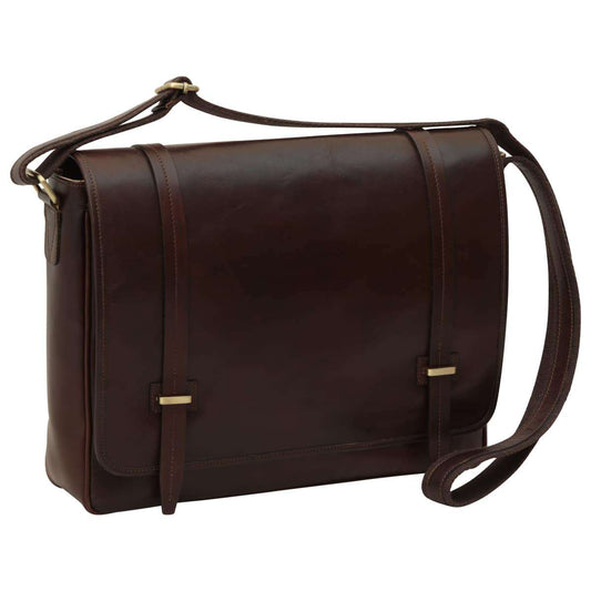 Large leather bag with magnetic closure - Dark Brown-0