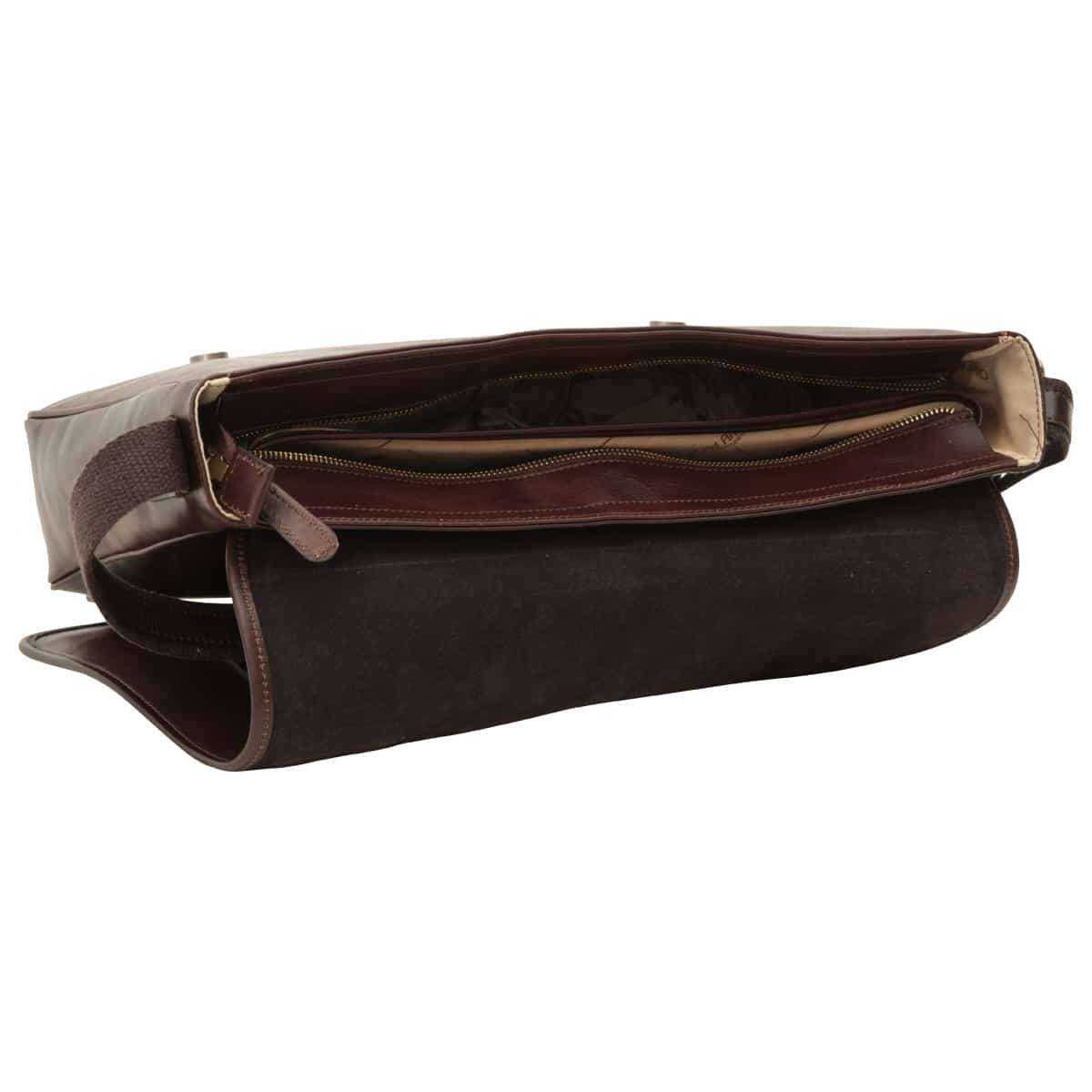 Large leather bag with magnetic closure - Dark Brown-1