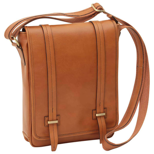 Medium leather bag with double magnetic closure - Brown Colonial-0