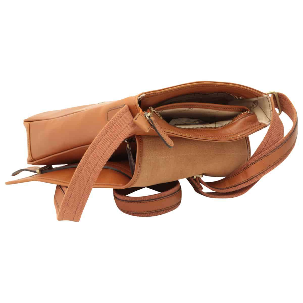 Medium leather bag with double magnetic closure - Brown Colonial-1