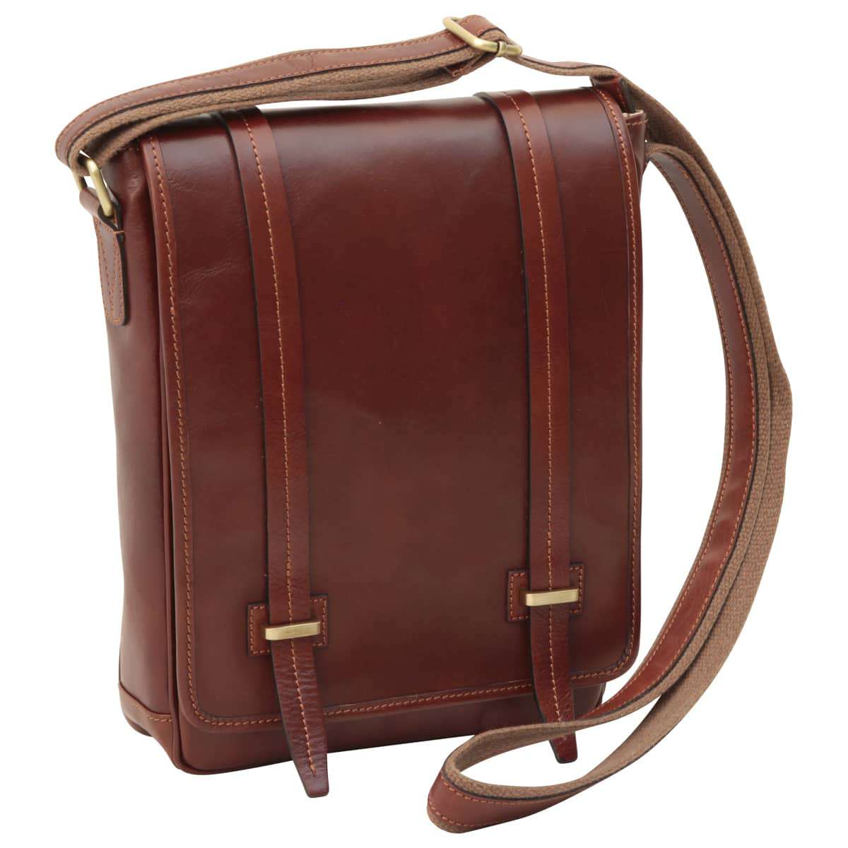 Medium leather bag with double magnetic closure - Brown-0