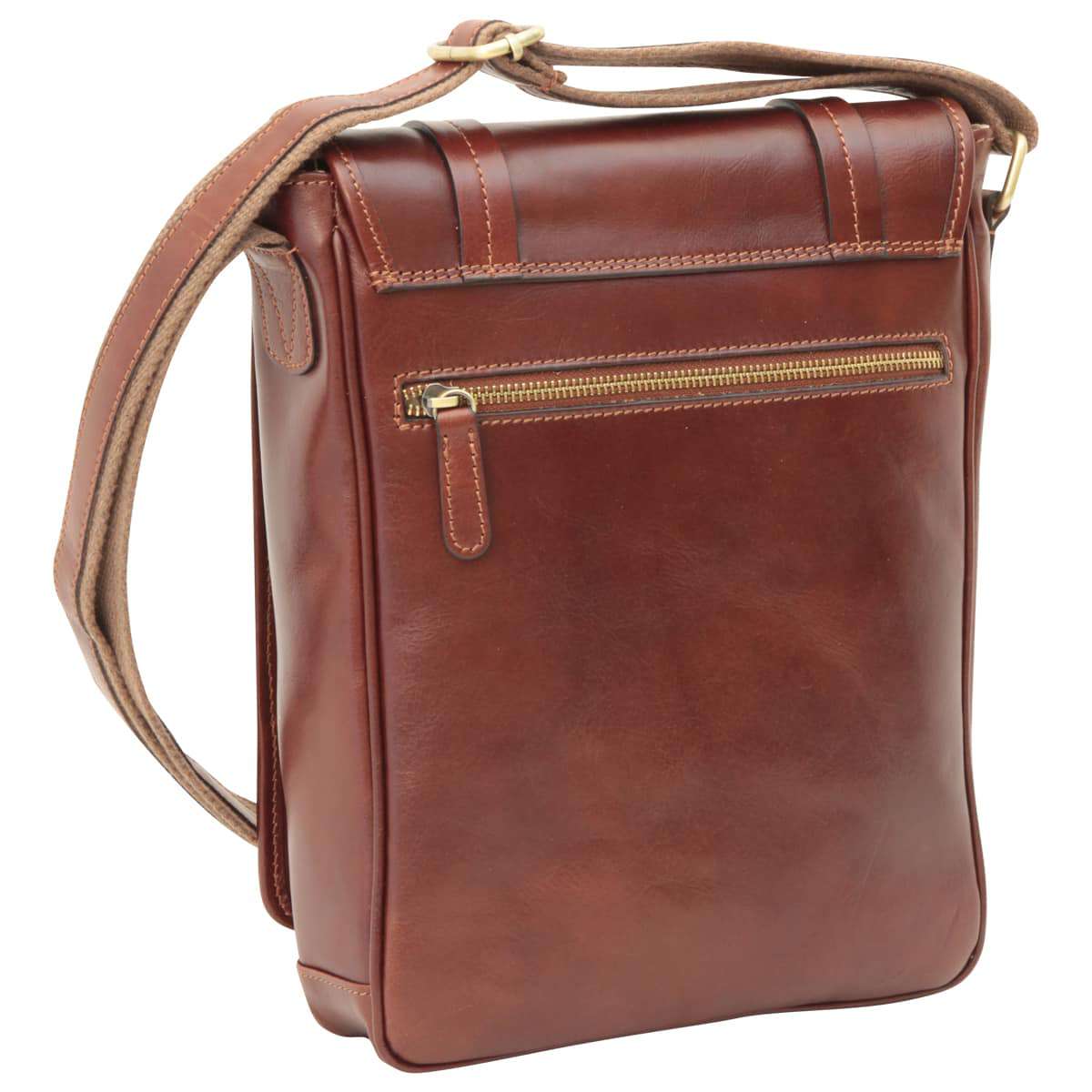 Medium leather bag with double magnetic closure - Brown-1