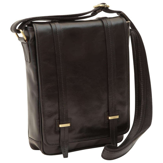 Medium leather bag with double magnetic closure - Black-0