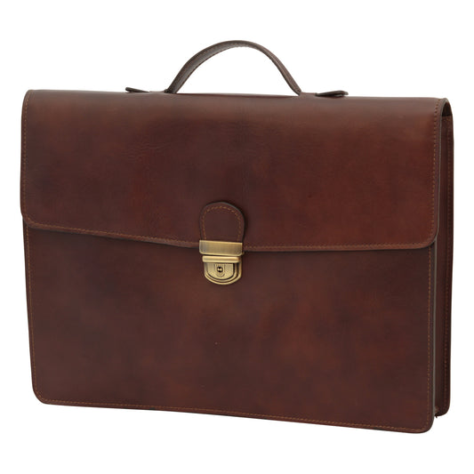 Business leather briefcase dark brown-0