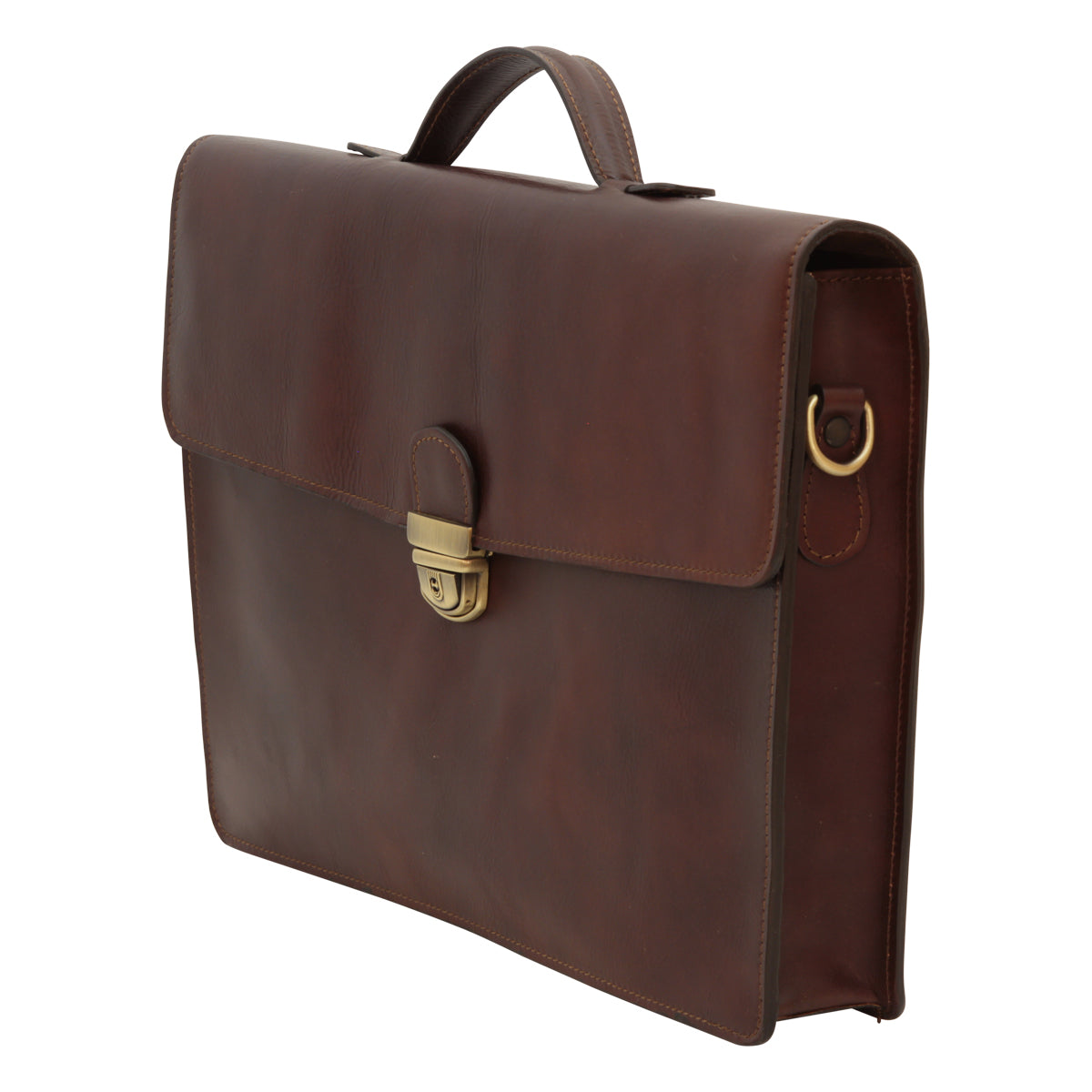 Business leather briefcase dark brown-1