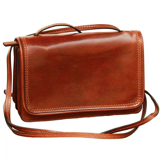Small leather cross body bag - Brown-0