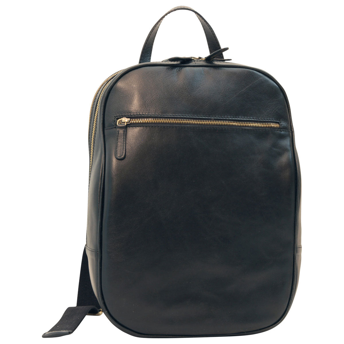 Leather backpack with exterior zip pockets - Black-0