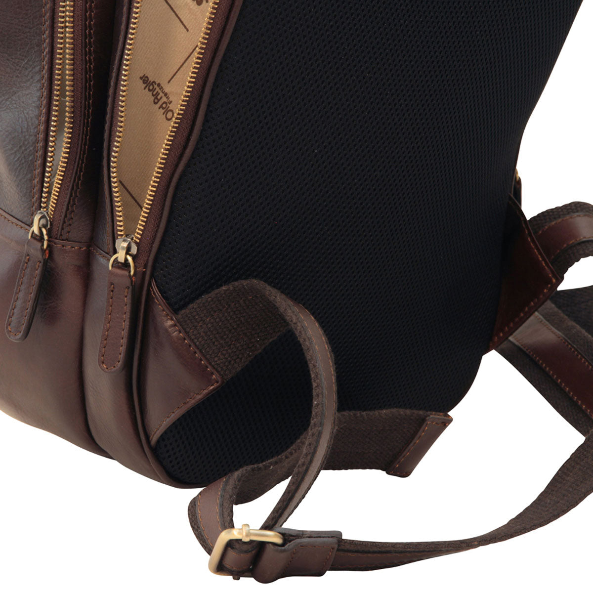 Leather backpack with exterior zip pockets - Dark Brown-1