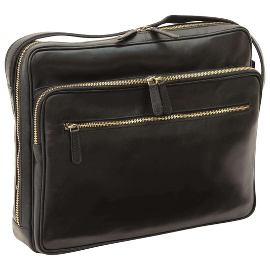 Large leather bag with zip closures - Black-0