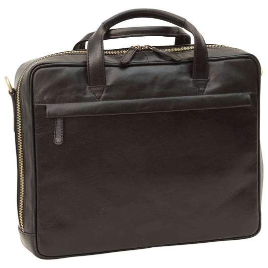 Leather Briefcase with zip closure - Black-0