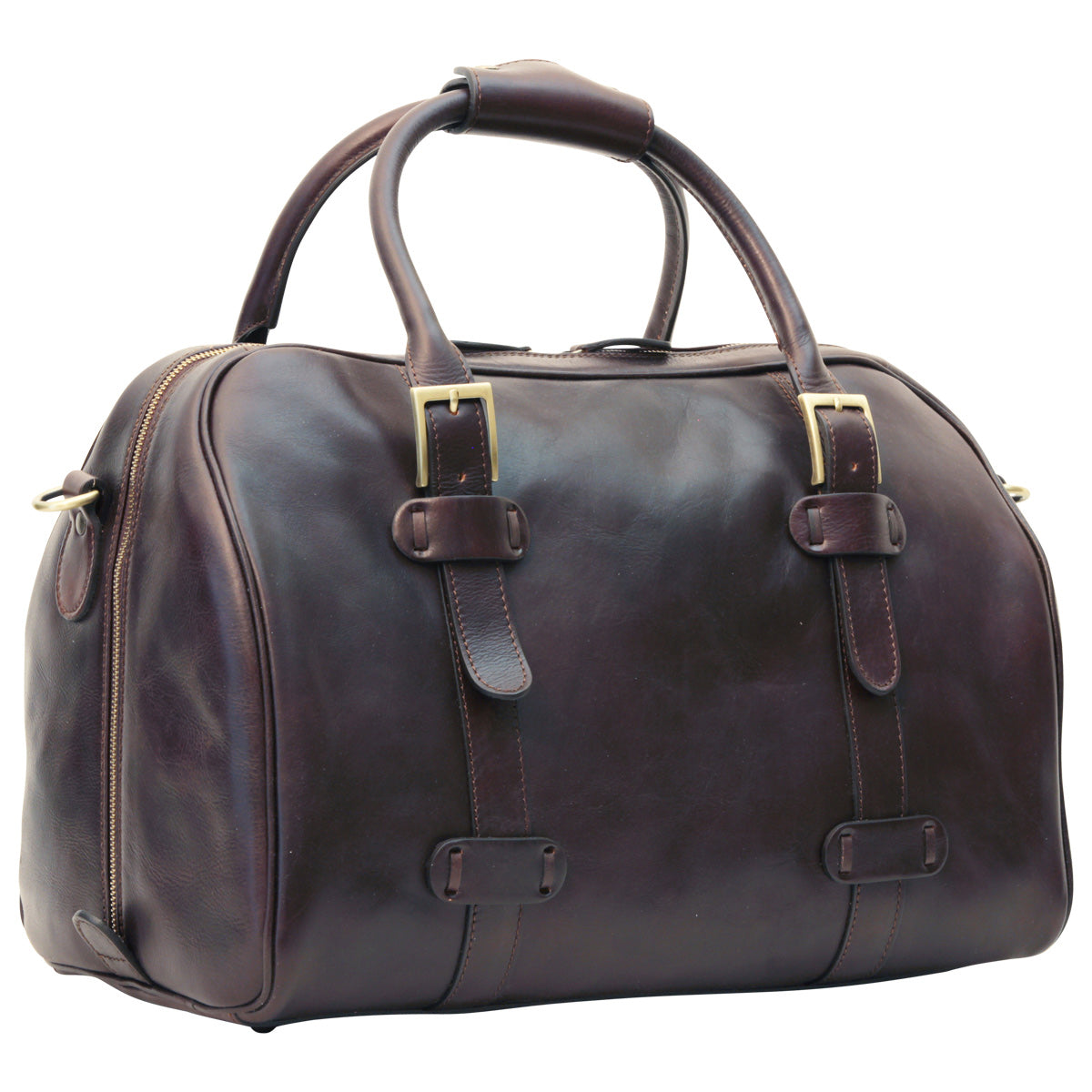 Cowhide leather duffel bag - Dark Brown-0