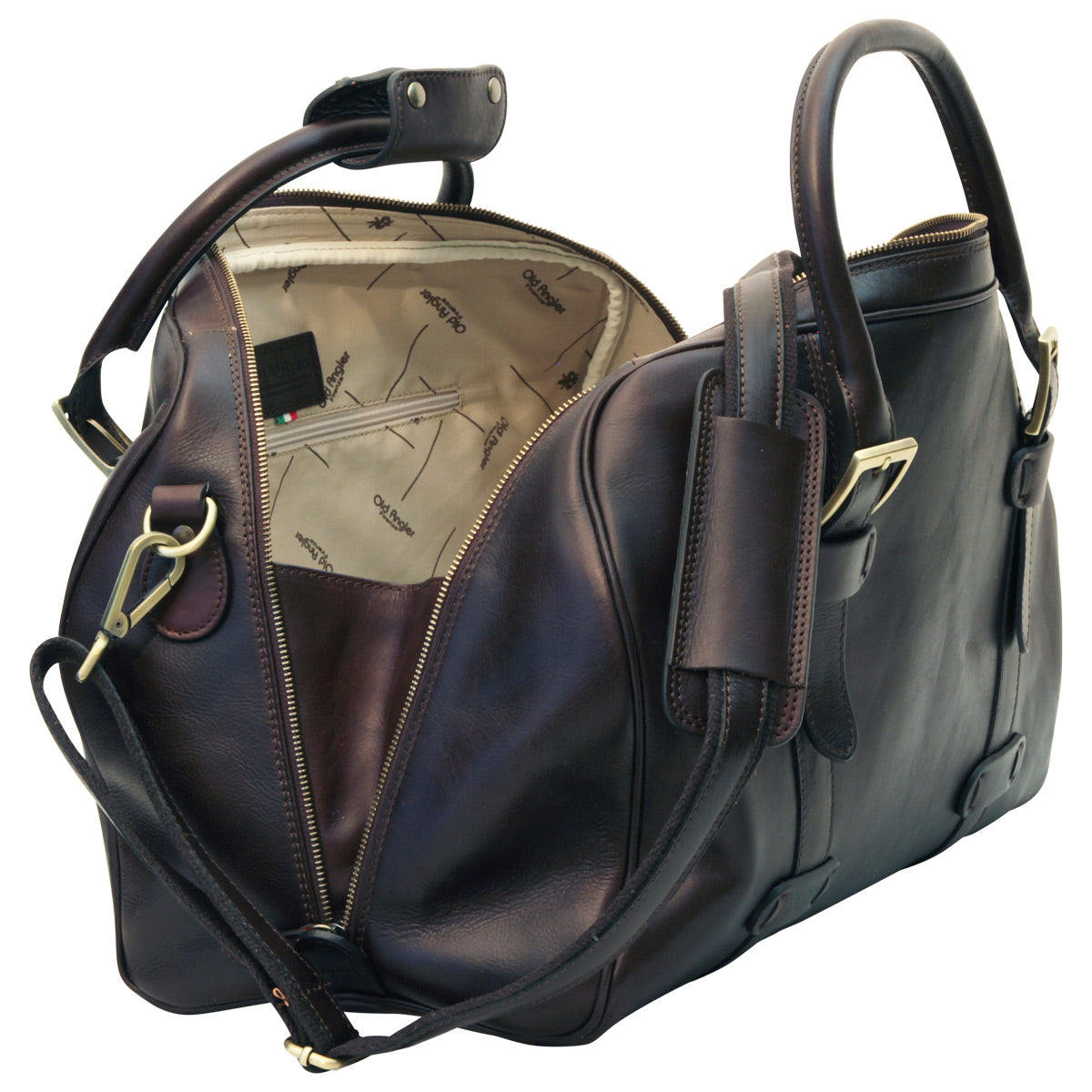 Cowhide leather duffel bag - Dark Brown-1