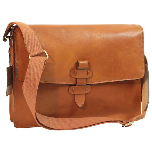 Leather messenger bag - Brown Colonial-0