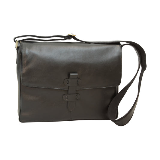 Cowhide Leather Messenger - Black-0