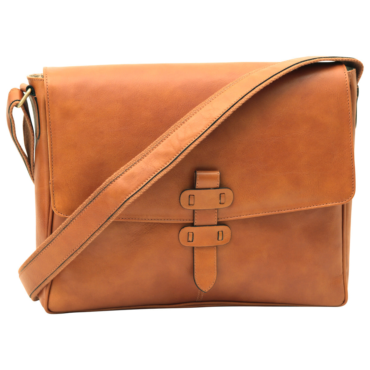 Cowhide Leather Messenger - Brown Colonial-0